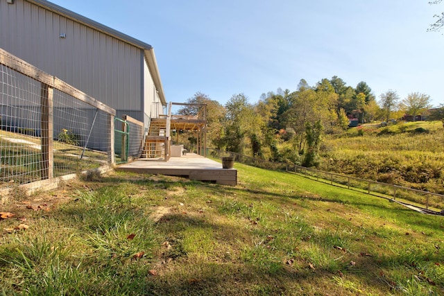 view of yard with a deck