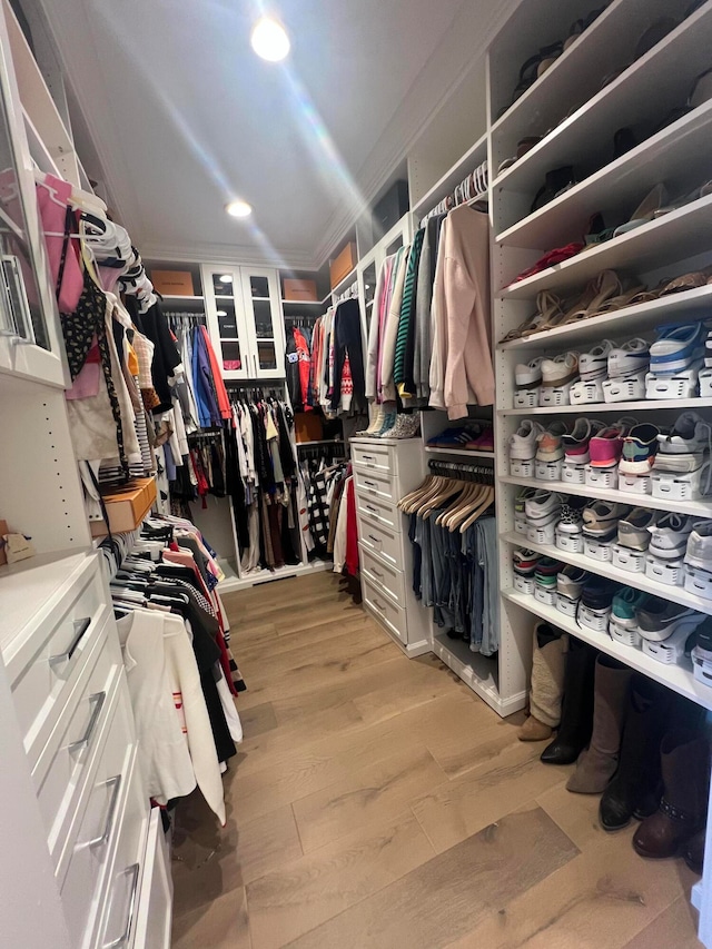 spacious closet featuring light wood-type flooring