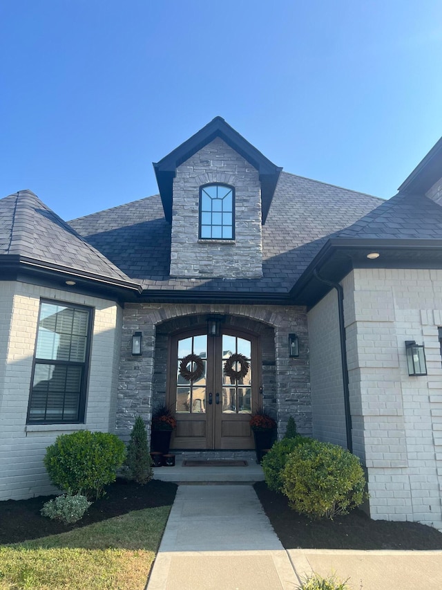 property entrance with french doors