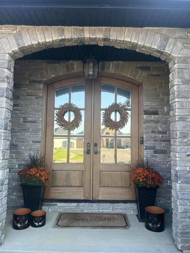 doorway to property with french doors