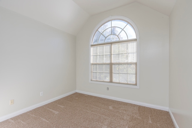 spare room with lofted ceiling and carpet