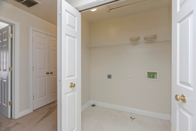 laundry room with washer hookup and hookup for an electric dryer