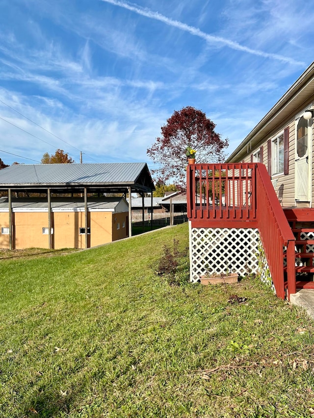 view of yard featuring a deck