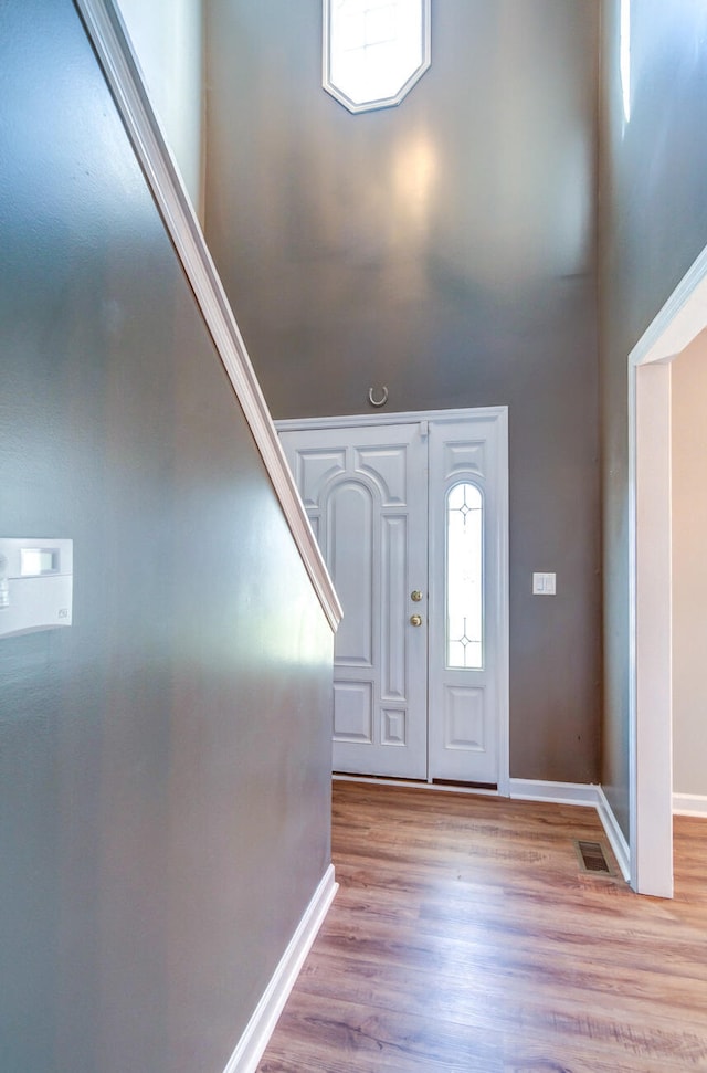 entrance foyer with light hardwood / wood-style flooring