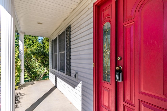 entrance to property with a porch