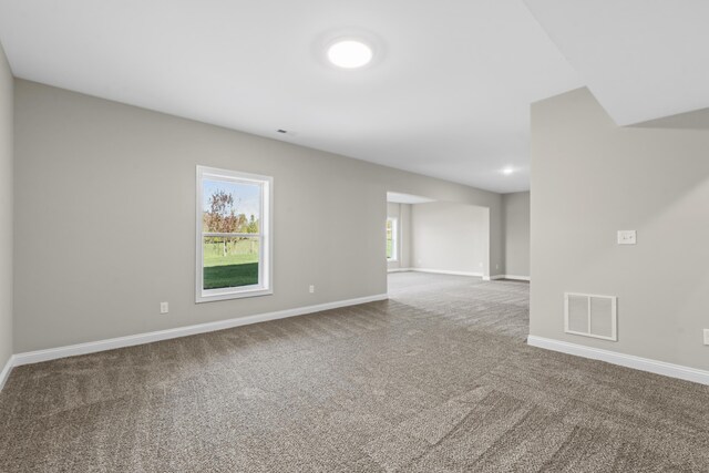 basement with carpet flooring