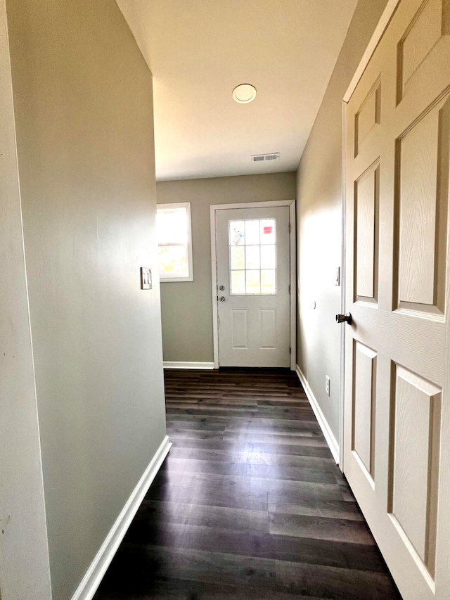 doorway to outside featuring dark hardwood / wood-style floors