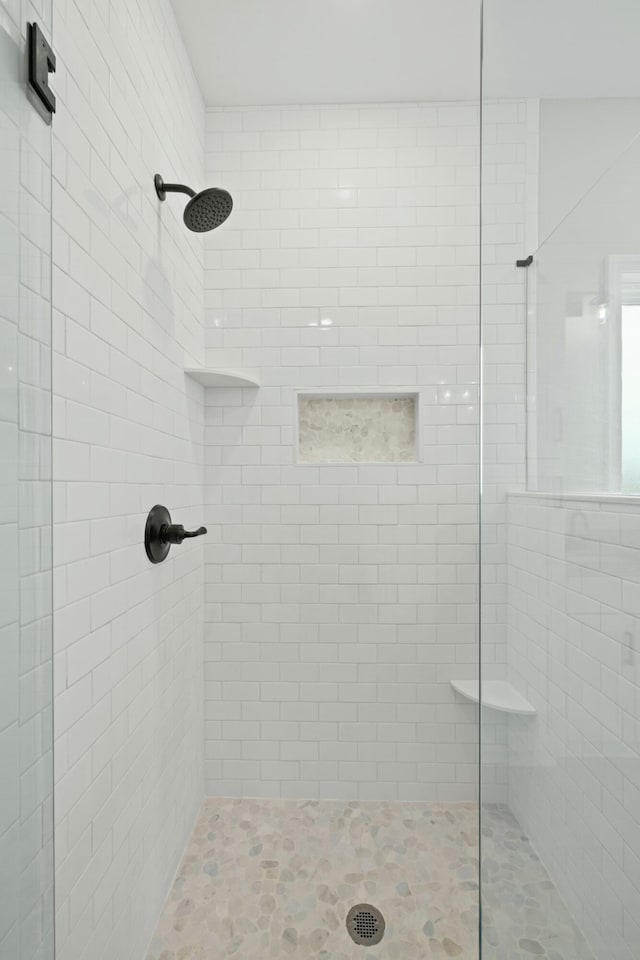 bathroom with a stall shower