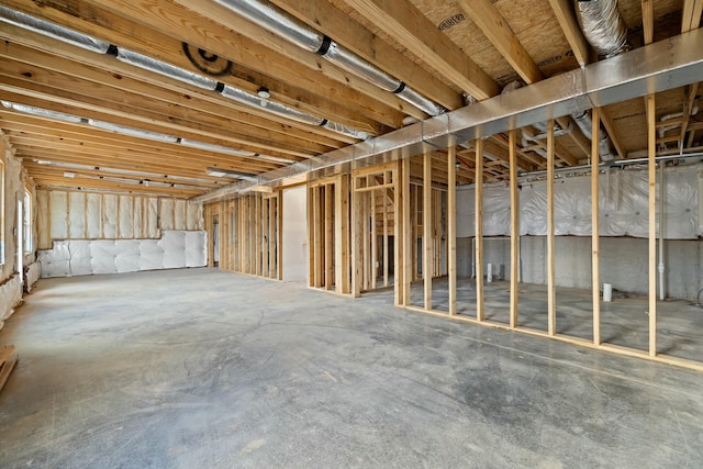 view of unfinished basement