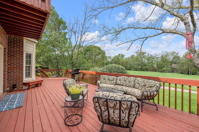 deck with a lawn