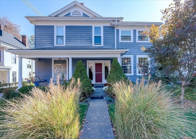 view of front of home featuring covered porch