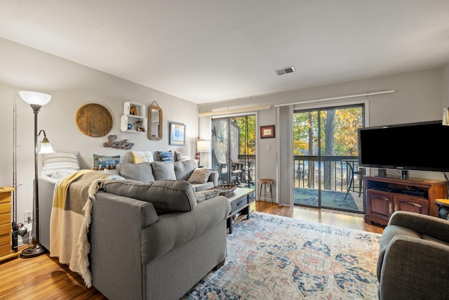 living room featuring light hardwood / wood-style floors