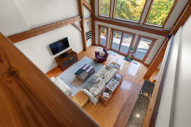 270 Wondering Woods Dr, Somerset, KY 42503 - living room with a towering ceiling and wood finished floors