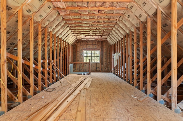 view of unfinished attic