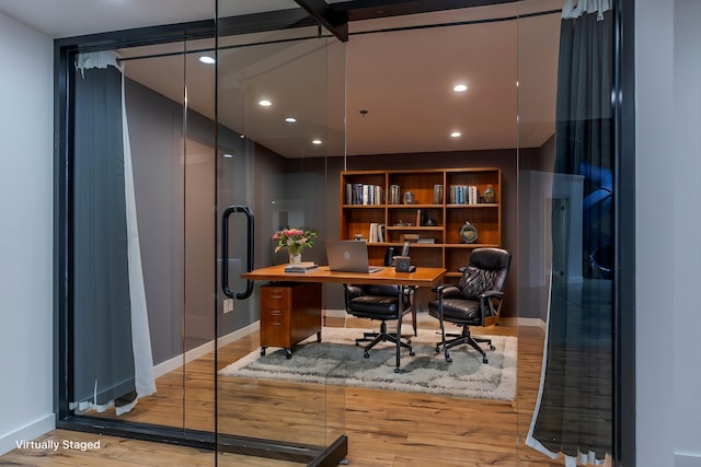 home office featuring light wood-type flooring