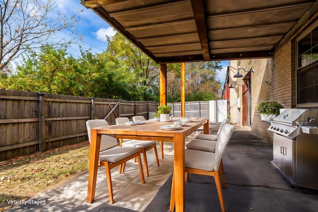 view of patio featuring area for grilling