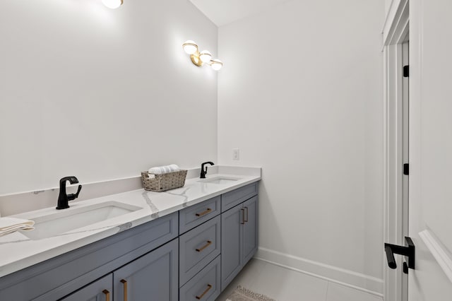 bathroom with tile patterned flooring and vanity