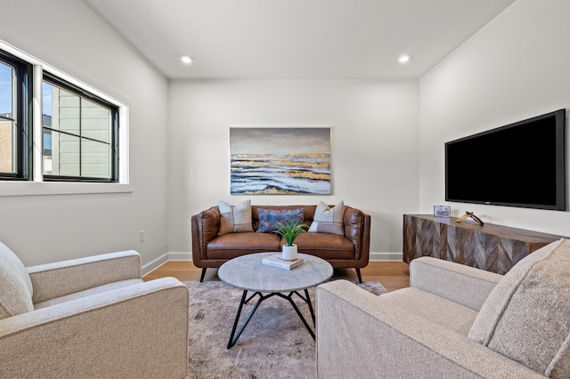 living room featuring light hardwood / wood-style flooring