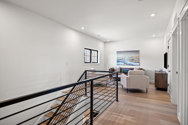 4181 Cocos Way, Lexington, KY 40513 - hall featuring light wood finished floors, recessed lighting, and an upstairs landing