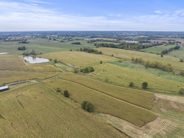 bird's eye view with a rural view and a water view