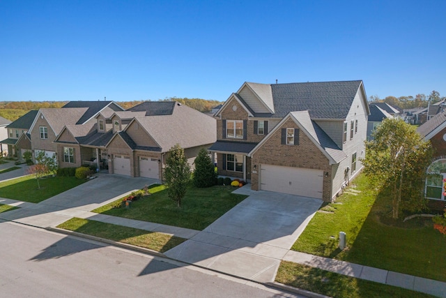 craftsman inspired home with a front lawn