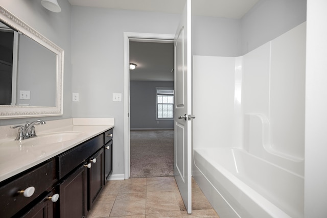 bathroom with vanity and tile patterned floors