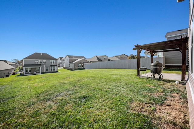 view of yard featuring a patio and a pergola