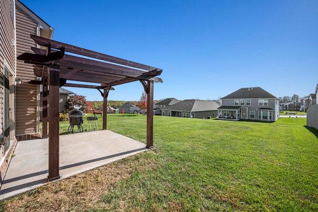 view of yard featuring a patio and a pergola