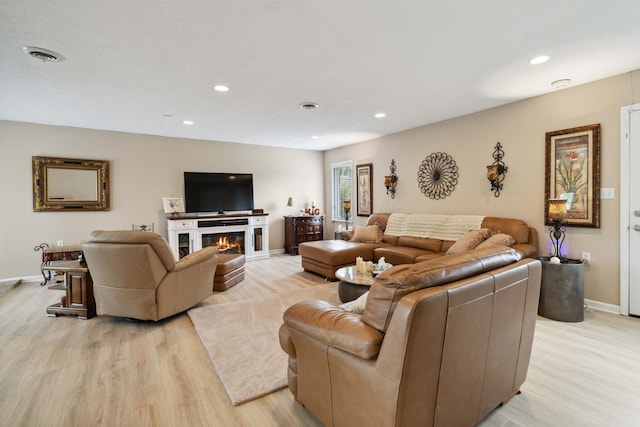 living room featuring light hardwood / wood-style flooring