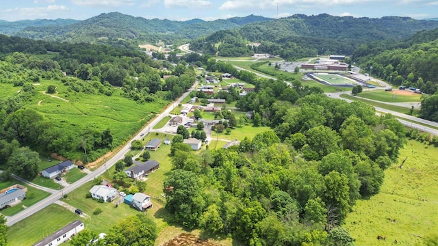 birds eye view of property with a mountain view