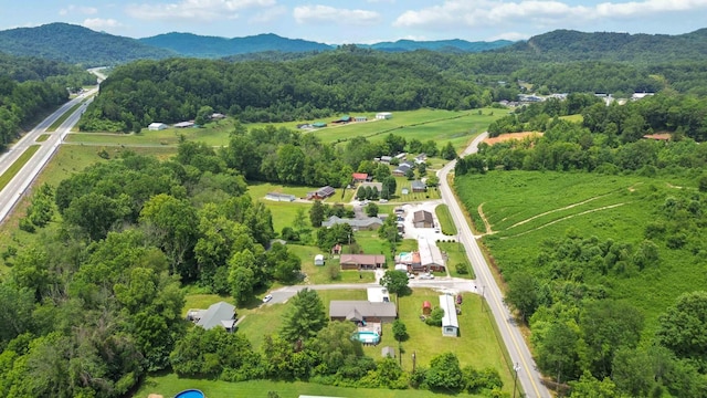 aerial view with a mountain view