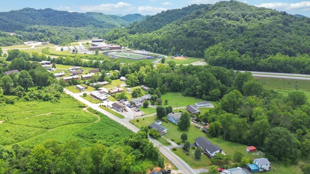 drone / aerial view with a mountain view