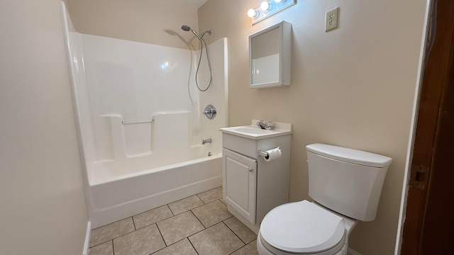 full bathroom featuring vanity, toilet, tile patterned flooring, and tub / shower combination