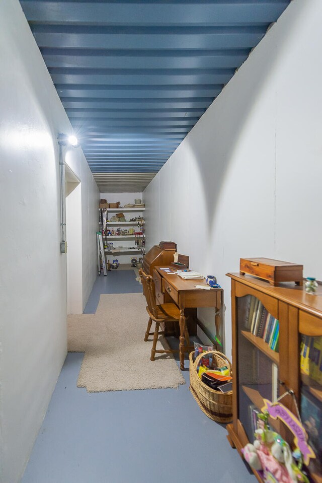 office with concrete flooring