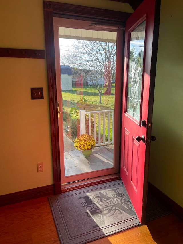 entryway featuring hardwood / wood-style flooring