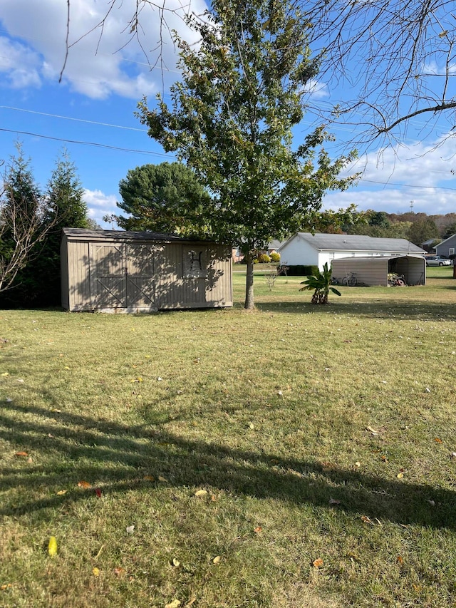 view of yard with an outdoor structure