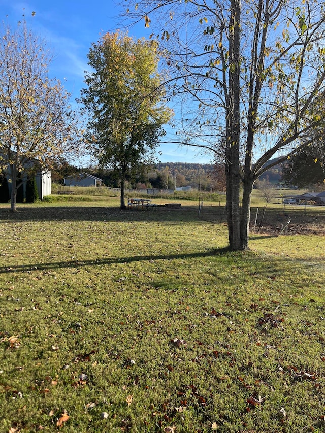 view of yard with a rural view