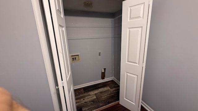 laundry area featuring washer hookup and dark hardwood / wood-style flooring