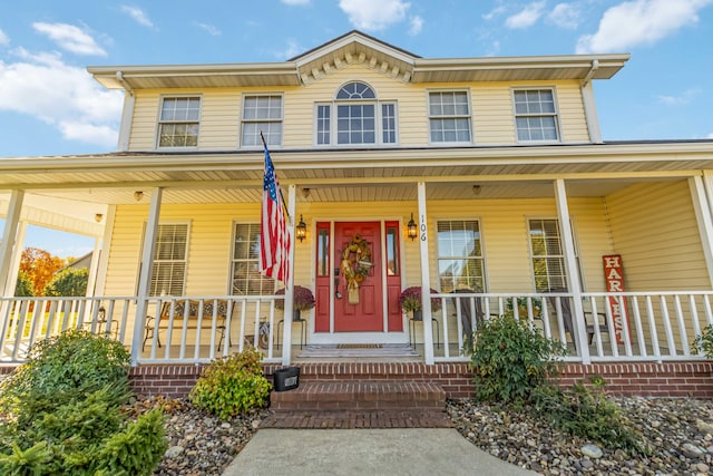 view of front of home with covered porch