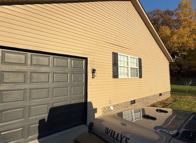 exterior space with a garage