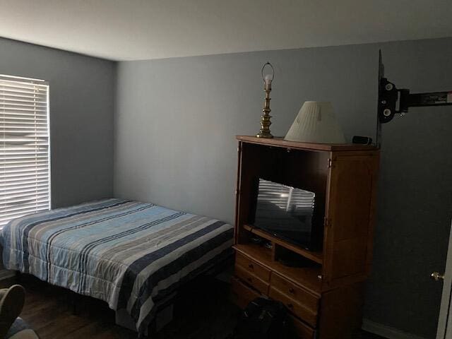 bedroom with hardwood / wood-style floors