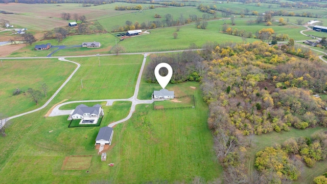 drone / aerial view featuring a rural view