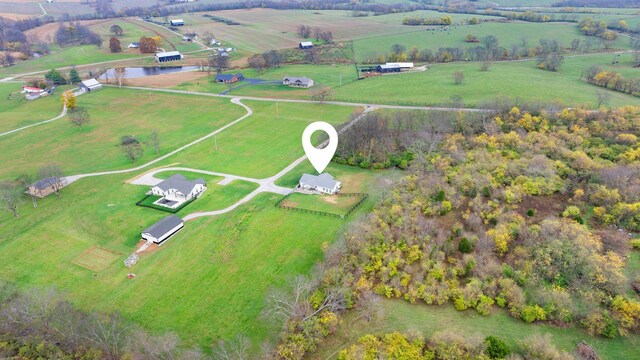 bird's eye view with a rural view