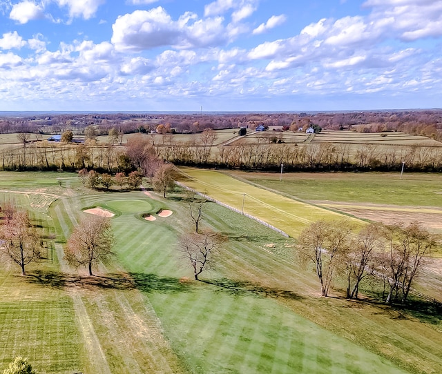 birds eye view of property featuring a rural view