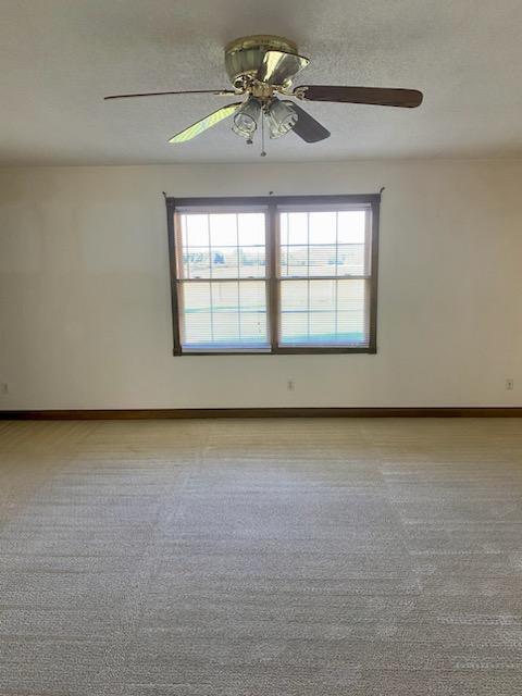 carpeted empty room featuring a textured ceiling