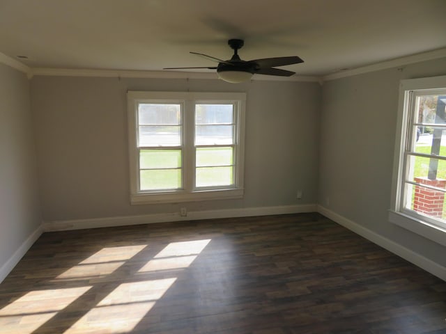 10 W Church St, Stanton, KY 40380 - spare room featuring dark wood-style flooring, a ceiling fan, and ornamental molding