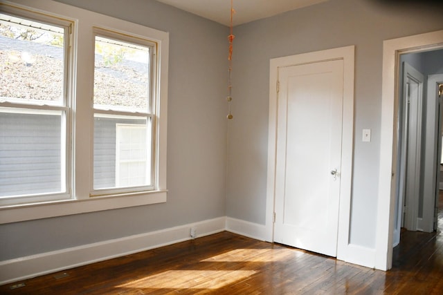 interior space with dark wood-type flooring