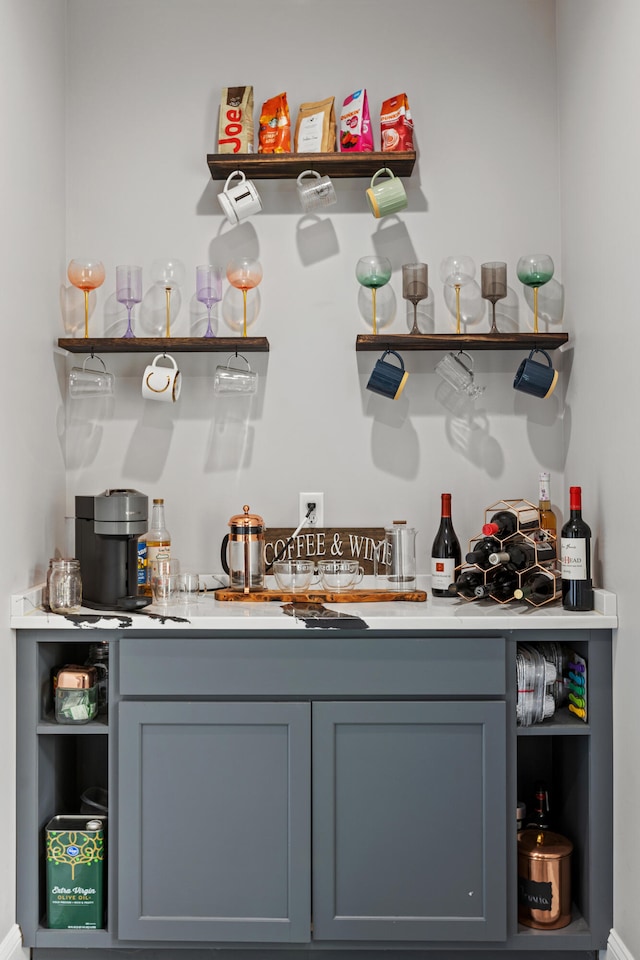 bar with gray cabinets