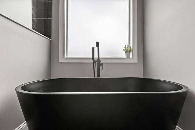 details featuring a freestanding bath