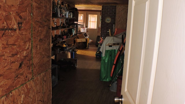 hallway with wood-type flooring